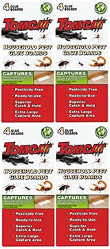 Tomcat Household Pest Glue Boards, (For Roaches, Insects, Scorpions, and Spiders), 4 pack (4 boards)