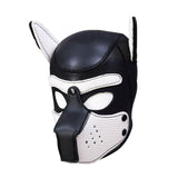 QUYUWOWO Neoprene Dog Full Face Puppy Mask Removable Pup Hood Halloween Mask (White, Mask)