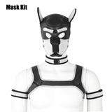 QUYUWOWO Neoprene Dog Full Face Puppy Mask Removable Pup Hood Halloween Mask (White, Mask)