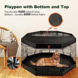 PJYuCien Dog Playpen - Metal Foldable Dog Exercise Pen, Pet Fence Puppy Crate Kennel Indoor Outdoor with 8 Panels 30”H & Top Cover and Bottom Pad for Small Medium Pets