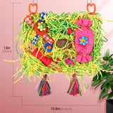 KATUMO Bird Toys, Parakeet Toys Large-Sized Grass Mat with Various Colorful Parrot Foraging Shredder Hanging Toys Conure Climb Hammock Toys for Birds