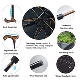 Wrzbest Stick Umbrella 2-in-1,Self Defense Cane Umbrella Man, Auto Open Long Handle, Large Detachable sturdy Walking Stick Umbrella Man Crutch Umbrella for Father's Day,elderly Men(Upgrade:black)