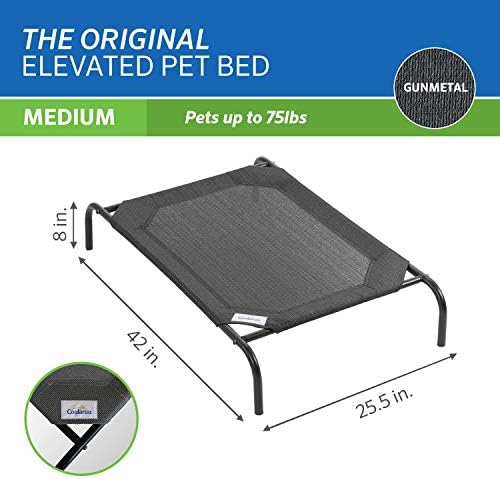 Coolaroo The Original Cooling Elevated Dog Bed, Indoor and Outdoor, Medium, Gunmetal