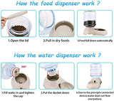 2 Pack Automatic Cat Feeder and Water Dispenser in Set Pet Food Bowl for Small Medium Dog Pets Puppy Kitten Big Capacity 1 Gallon x 2 (Cream)
