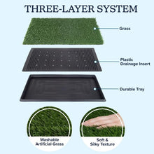 Load image into Gallery viewer, Artificial Grass Puppy Pee Pad for Dogs and Small Pets - 20x30 Inch, Reusable 3-Layer Turf Pads for Dogs with Tray - Indoor and Outdoor Fake Grass Potty Pet Supplies by PETMAKER
