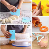 RISICULIS 21 Pieces Toddler Knife, Kids Knife Set Includes Wood Kids Safe Knife, Plastic Toddler Knife, Cutting Board, Apron, Chef Hat, Y Peeler, Crinkle Cutter, Cake Scraper, Gloves, Sandwich Cutter