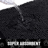 Smiry Dog Door Mat for Muddy Paws, Absorbent Dirt Trapper Non Slip Quick Dry Washable Chenille Mat for Mud Dogs, Entry Rug for Indoor and Outdoor (70x24 Inches, Black)