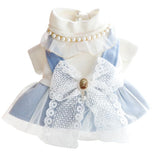 AZA Dog Princess Dresses for Small Dogs Lolita Clothes Bow Costume Pet Girl Cute Coat Outfits Fall Blue Costumes (L,Blue)