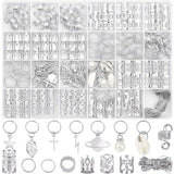 Lucomb 259 Pcs Hair Jewelry and Accessories - Silver Loc Jewelry, Hair Cuffs, Clips, Charms, Rings for Women's Braids, Dreadlocks, and Hair Decoration