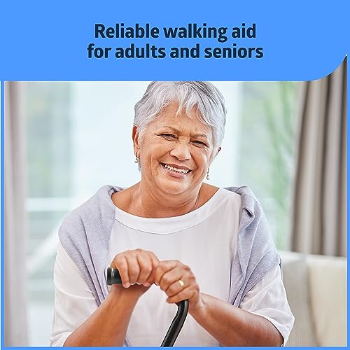 Medline Aluminum Quad Cane with Large Base for Balance, Knee Injuries, Leg Surgery Recovery & Mobility, Portable, Lightweight Walking Aid for Seniors & Adults