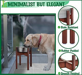 Dog Water Bowl Stand [14-in high] - Adjustable Holder for Water Fountain Dish and Feeder Bowls - Ideal for Large Breeds with 21-inch Wither Heights or Taller - Dark Wood Stand Only