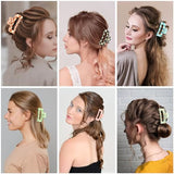Checkered Multicolored Rectangle Y2K Hair Barrettes and Claw Clips - 6 Pcs Strong Hold Hair Accessories for Thin & Thick Hair