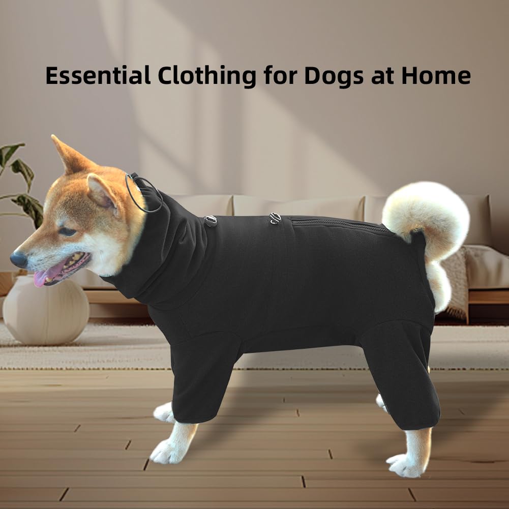 KOOGAL Dog Pajamas for Large Dogs,Extra Large Stretch, Suitable for Adult, Medium-Sized Dogs, Large Pet Jumpsuit Four-Legged Dog Clothes, Pet Clothing. (Black, 2XL)
