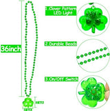 TURNMEON 10 Pack St.Patrick's Day Light up Shamrocks Necklaces Accessories Metallic Green Beads Necklace Irish St. Patrick's Day Party Favors Supplies Dressing-up Costume for Women Men