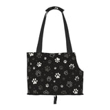 Black White Paw Dog Purse Carrier for Small Dogs Cats,Portable Foldable Soft Sided Small Pet Carrier Tote Bag for Outdoor
