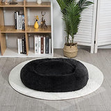 Coohom Oval Calming Donut Cuddler Dog Bed,Shag Faux Fur Cat Bed Washable Round Pillow Pet Bed(30"/36"/43") for Small Medium Dogs (XXL(43"x34"x8"), Dark Grey)