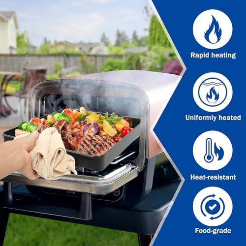 SafBbcue Woodfire Outdoor Griddle Pan for Ninja Woodfire OO100 Series Pizza Oven Accessories, Ninja Woodfire 8-in-1 Outdoor Oven Accessories Ninja Pizza Oven XSKOCTPN Non-Stick Griddle Plate 12" x 12"
