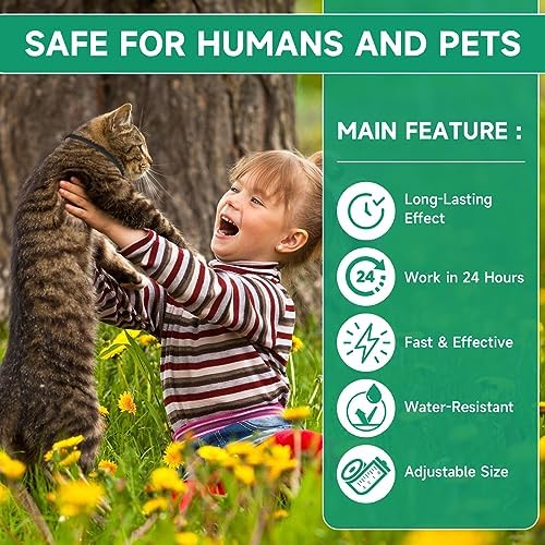 4 Pack Flea Collar for Cats, Cat Flea and Tick Treatment, 8 Months Protection Flea and Tick Prevention for Cats, Waterproof Cat Flea Collar, Adjustable Cat Flea and Tick Collar for Cats Kittens, Black