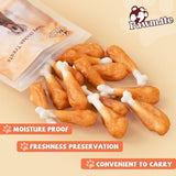 Dog Treats, Chicken Wrapped Calcium Bone Rawhide-Free Grain-Free Training Treats for Dogs Teeth Cleanning Breath Fresh Dog Chewy Snacks for Medium Large Dogs 10.58 oz or 18-19 pcs