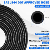 Air Line Tubing Kit, 3/8" OD DOT Air Line 50 FT(15 m) SAE j844 PA Nylon Air Hose Tubing and Push to Connect Fittings for Air Brake System Or Fluid Transfer, 29 Pcs Compressed Accessories Kit