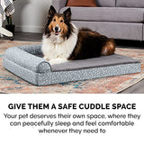 Furhaven Cooling Gel Dog Bed for Large Dogs w/ Removable Bolsters & Washable Cover, For Dogs Up to 125 lbs - Plush & Almond Print L Shaped Chaise - Gray Almonds, Jumbo Plus/XXL