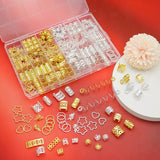 Fscwlmon 260 Pcs Hair Jewelry for Braids,Hair Beads Accessories for Dreadlock,Metal Hair Clips Cuffs Rings,Loc Rave Hair Charm Decorations Adjustable Kits for Men Women Gold and Silver