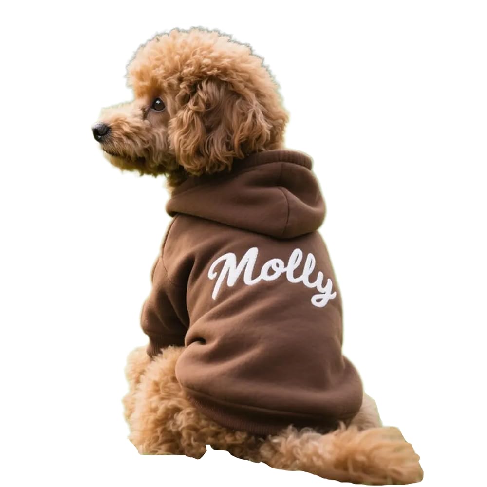GODMERCH Custom Name Embroidered Dog Hoodie, Embroidery Dog Sweaters for Small Dogs, Pet Clothes, Pet Mom Lovers Gifts