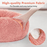 rabbitgoo Cat Beds for Indoor Cats, 20 inches Cat Bed Machine Washable, Fluffy Round Pet Bed Non-Slip, Calming Soft Plush Donut Cuddler Cushion Self Warming for Small Dogs Kittens, Light Pink, Medium