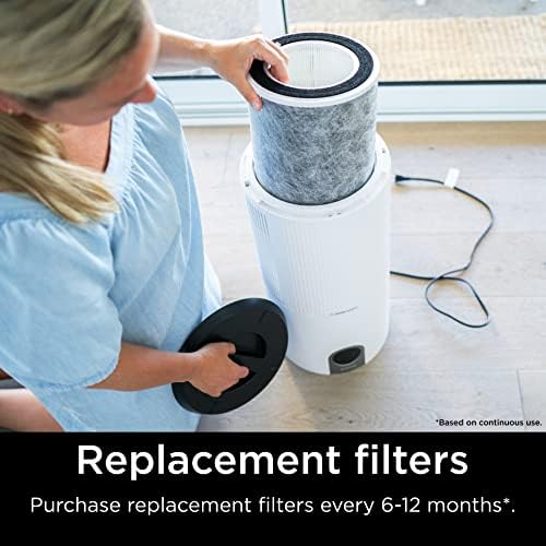 Shark Air Purifier Replacement Filter with Anti-Allergen HEPA, Advanced Odor Lock, Compatible with HP100 Series, White, HE1FKPET