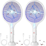 Qualirey Electric Fly Swatter 2 in 1 Rechargeable Mosquito Swatters UV Light Bug Zapper Racket Fly Mosquito Zapper Insect Control for Home Bedroom Kitchen Office Backyard Patio Indoor Outdoor (2 Pcs)