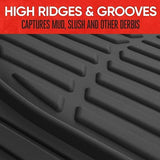 Motor Trend FlexTough Floor Mats for Cars, Deep Dish All-Weather Mats, Waterproof Trim-To Fit Automotive Floor Mats for Cars Trucks SUV, Universal Floor Liner Car Accessories, Black, Full Set