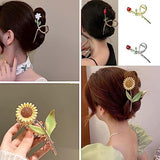 Flower Metal Hair Claw Clips 6 Pcs Cute Large Tulip Hair Claw NonSlip Hair Barrettes Strong Hold Hair Clamps Fashion Hair Accessories for Woman Girls with Long Thick Thin Curly Hair (B Style)