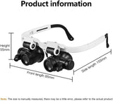 Microscope Accessories Kit 2LED Head-Mounted Illuminating Microscope Headband LED Lamp Light Microscope Slides