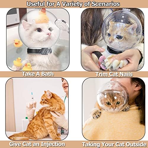 Cat Muzzle Cat Transparent Muzzle M Size, Breathable Cat Hood, Adjustable Kitten Astronaut Helmet Prevent from Cats Biting Chewing Grooming, Cat Ball Mask for Aggressive Cat