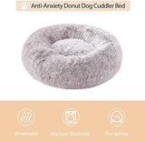 WNPETHOME Calming Dog Bed & Cat Bed,Small Dog Bed Donut Design Faux Fur Anti-Anxiety Dog Bed,Fluffy Pet Cushion Dog Bed for Small Dogs and Cats (20 x 20 inch, Light Coffee)