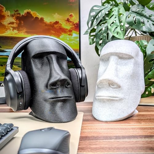 Moai Headphone Stand - Universal Headset Holder - Desk Accessory - Stands and Mounts for Desktop - Gaming Setup - Gamer Accessories (Galaxy Black)