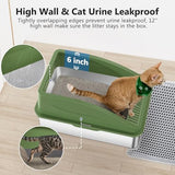 Stainless Steel Cat Litter Box, Extra Large Litter Boxes for Big Cats, XL Metal Cat Litter Box with Lid, Anti-Urine Leakage, Non-Sticky, Include Cat Mat and Litter Scoop
