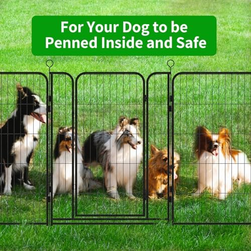 Dog Playpen Outdoor Extra Wide 24 Panels Heavy Duty Dog Fence 40" Height Anti-Rust with Doors Portable for RV Camping Yard, Total 63FT, 316 Sq.ft, Snowy Black
