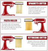 Pasta Roller & Spaghetti Cutter, Fettuccine Cutter Attachment for Kitchenaid Stand Mixer，3 Pcs Stainless Steel Pasta Maker Accessories By Aooaid
