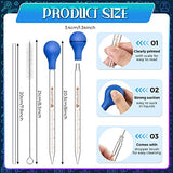 Weewooday Glass Droppers Pipettes Graduated Lab Dropper Glass Liquid Pipette with Big Rubber Hats 20 cm Stir Rod Washing Brush Transfer for Liquid Essential Oil(16 Pieces,Blue,5 ml)