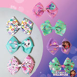 Gabby's Dollhouse Hair Bows - Hair Accessories Gift Set - Princess Hair Bows 7 Pcs 4 Inch Bundle Hair Bows for Girls Different Character on each Hair Clip Kids Bow - Alligator Clip - Ages 3 +
