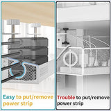 Under Desk Cable Tray White, No Drill Cable Organizer with Clamp for Wire Management, PC Cord Organizer & Workspace Accessories for Office, Home