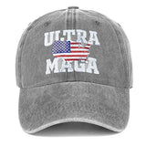 High End Ultra MAGA Hat American Flag Baseball Cap 2024 Trump Trucker Hat for Women Men Distressed Grey, X-Small-3X-Large
