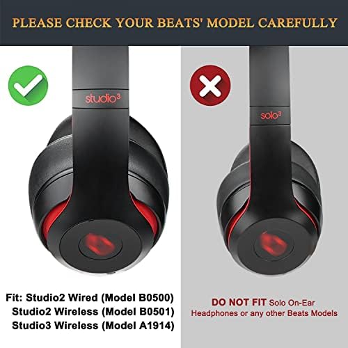 SoloWIT Replacement Ear Pads Cushions for Beats Studio 2 & Studio 3 Wired & Wireless Headphones, Earpads with Soft Protein Leather, Noise Isolation Memory Foam, Added Thickness - Sand