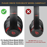 SoloWIT Replacement Ear Pads Cushions for Beats Studio 2 & Studio 3 Wired & Wireless Headphones, Earpads with Soft Protein Leather, Noise Isolation Memory Foam, Added Thickness - Sand