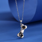 Wexibauyl Personalized Photo Necklace Custom Photo Projection Necklaces Dog Bone with Paw Print Pendant Necklace with Picture Inside Pet Dog Cat Memorial Necklace for Pet Lover Women Men
