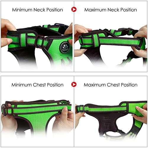 NESTROAD No Pull Dog Harness,Adjustable Oxford Dog Vest Harness with Leash,Reflective No-Choke Pet Harness with Easy Control Soft Handle for Large Dogs(X-Large,FluorescentGreen)