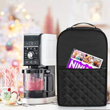LUXJA Dust Cover Compatible with Ninja CREAMi NC501, NC301, NC299AMZ, Ice Cream Maker Dust Cover Compatible with Ninja Ice Cream Maker Machine with Accessories Pockets, Black