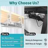 Under Desk Cable Tray White, No Drill Cable Organizer with Clamp for Wire Management, PC Cord Organizer & Workspace Accessories for Office, Home