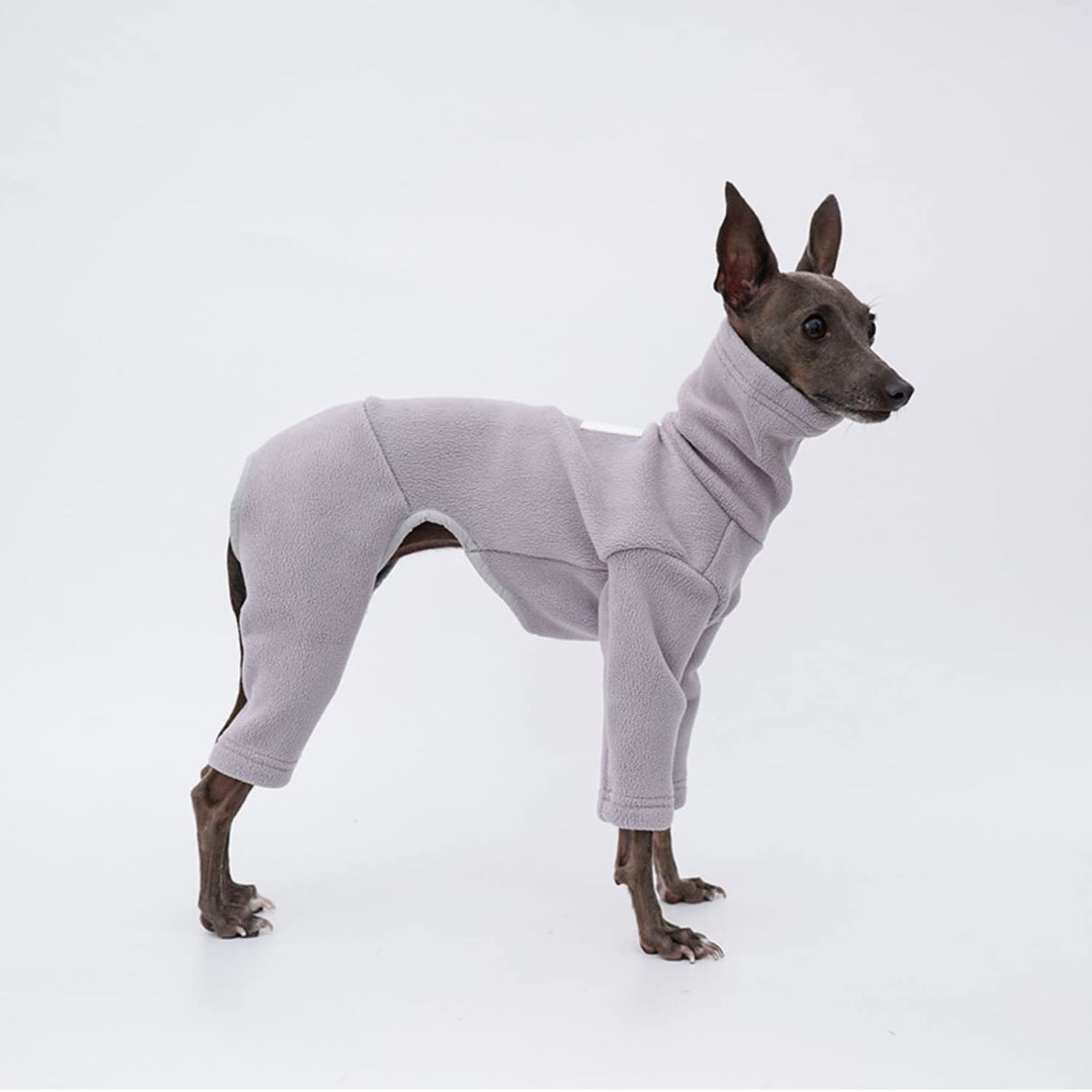Greyhound Clothes - Dog Winter Warm Fleece Turtleneck Jumpsuit Four-Leg Rompers Long Sleeve Sweatshirt Outdoor Coat for Italian Greyhound Whippet Deerhound Bedlington Terrier (S, Light Purple)